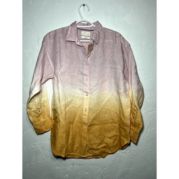 J Crew Tops - NWT J Crew ombre button up linen relaxed shirt size 6